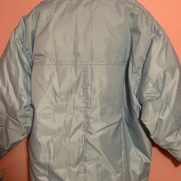 Embroidered Baby Blue Down Coat / Jacket - Picture 6 of 7